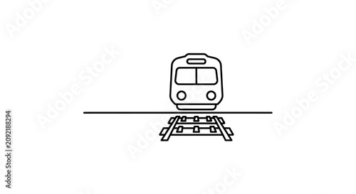 Minimalist Train on Railway Tracks - Vector Icon