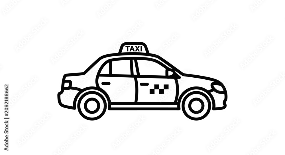Obraz premium Simple line art icon of a taxi car with 