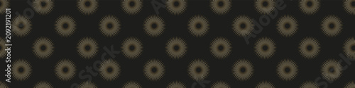 Seamless geometric sunburst pattern with fine gold radial line circles on a dark background, ideal for luxury packaging, textiles, wallpaper and branding
