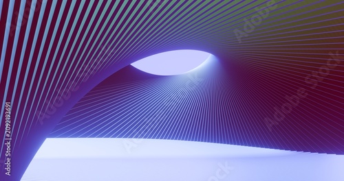 Futuristic architecture background curved wall in design interior 3d render