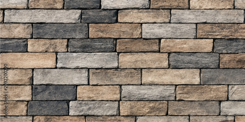 Cuadro en lienzo Multicolored brick wall surface texture background with staggered pattern design