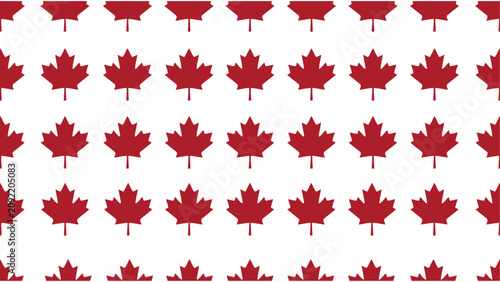 Tableau sur toile Red maple leaf pattern repeating in a simple grid design