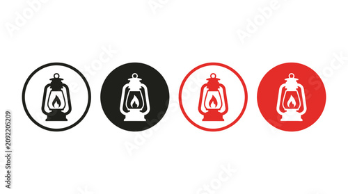Lantern Icon Set in Circle Frames