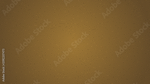 Abstract coffee gold gradient background featuring geometric contour tessellation, tribal mosaic linework, and repeating polygonal patterns with warm metallic tones.