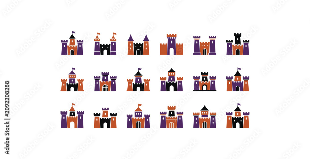 Fotografie Halloween Castle Icon Set