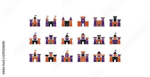 Photos Halloween Castle Icon Set