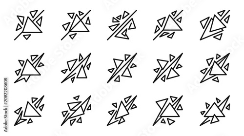 Принти на полотні Abstract flying geometric shards and triangle clusters.