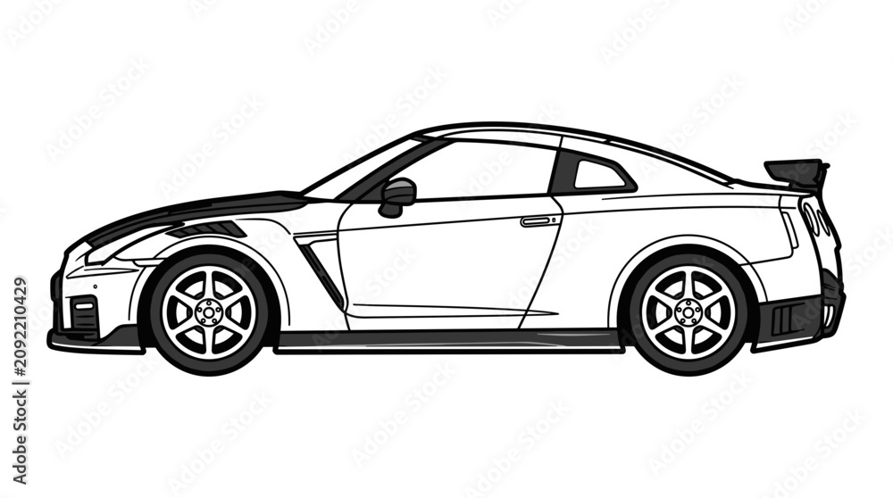Naklejka premium Sleek Sports Car Silhouette with Spoiler 1.