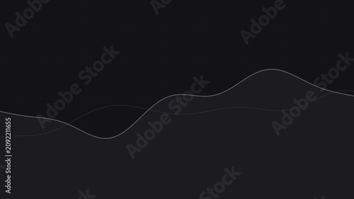 Black financial line graph flowing over grid seamless loop market background