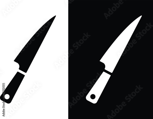 Obraz na plátně Cutting knife icon black and white