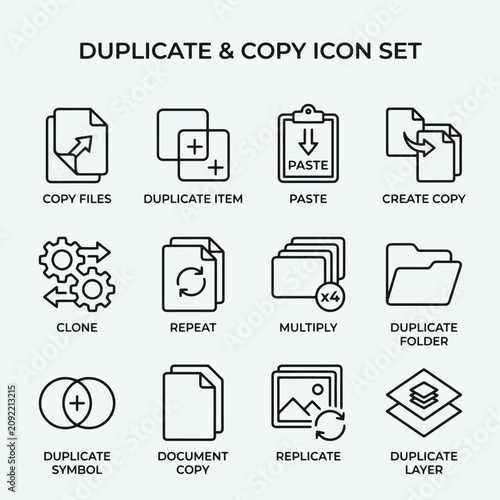 Slika na platnu A collection of digital icons for file duplication and copying tasks