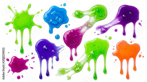   
“Colorful paint splatters burst across white canvas, glossy drips of green, blue, purple, orange radiate creativity and fluid energy in dynamic abstract motion.”