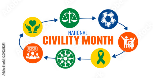 Quadro em tela National Civility Month banner vector template featuring creative typography sur
