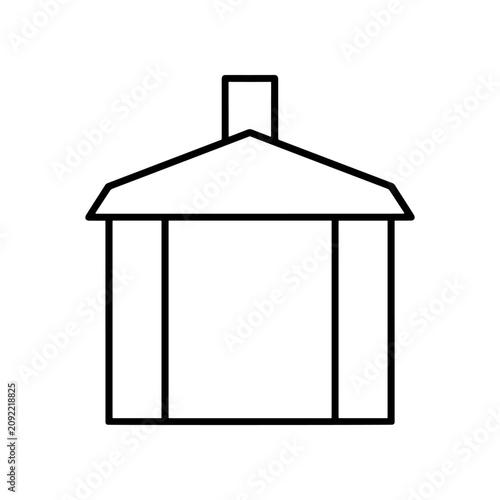 Simple Line Drawing of Small House.