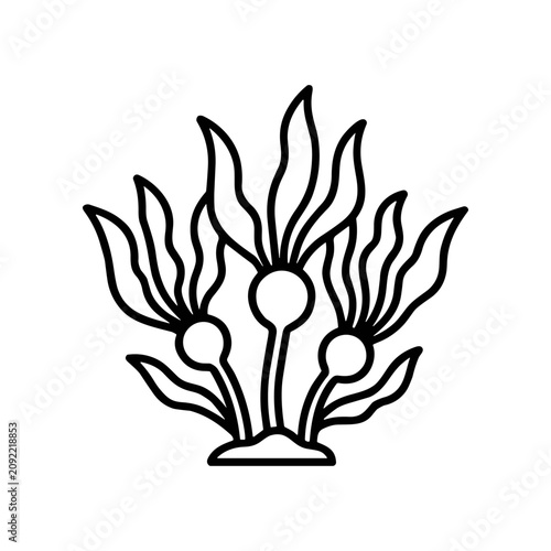 Simple Line Drawing of Flowering Plants.
