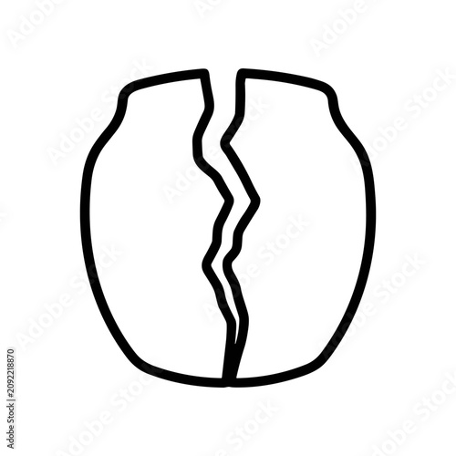 Cracked broken eggshell line art.