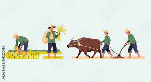 Foto Vector illustration traditional farmer method