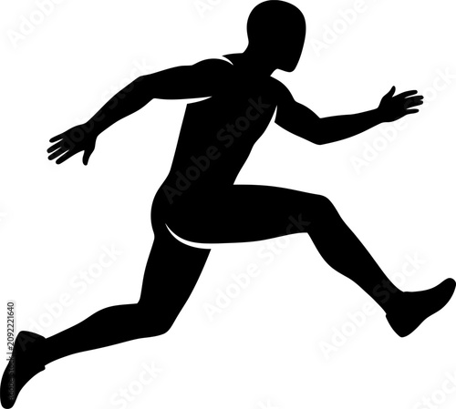 Fotografie Man running in mid stride with arms outstretched on white background