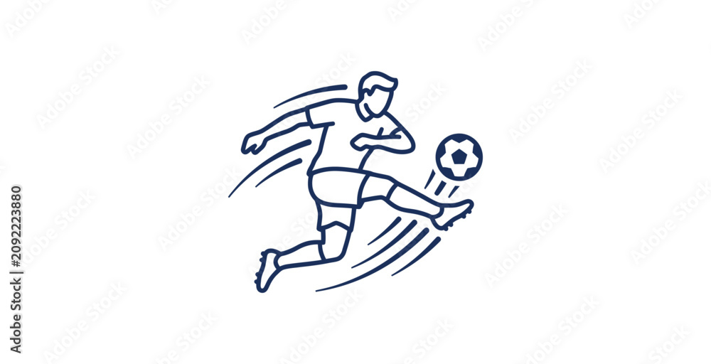 Obraz premium Soccer Player Kicking Ball Vector Illustration