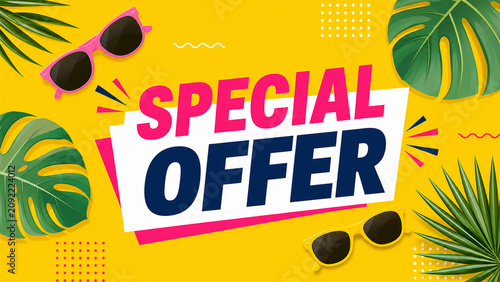 Summer sale banner with sunglasses vector