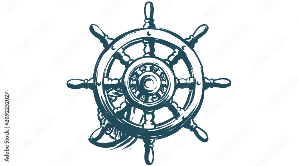 Fotografi Nautical ship wheel