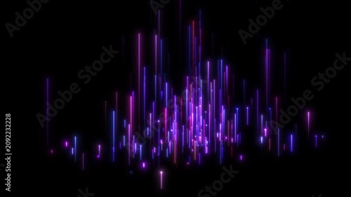Animated Falling Neon Data Streams on Isolated Transparent Background - Vertical Light Trails Overlay