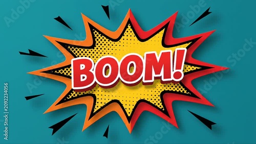 Boom comic book word explosion animation