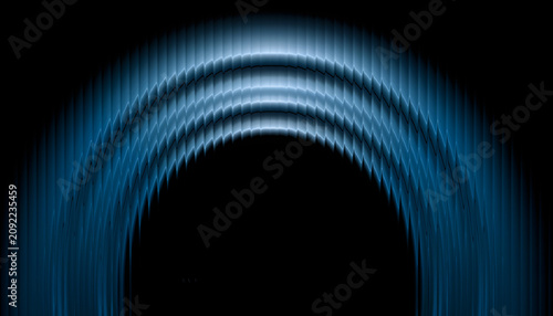 Quadro su tela Abstract glowing blue arches forming a digital wave pattern with vertical light