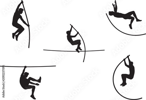 Obraz na płótnie Pole vault silhouette on white background.
