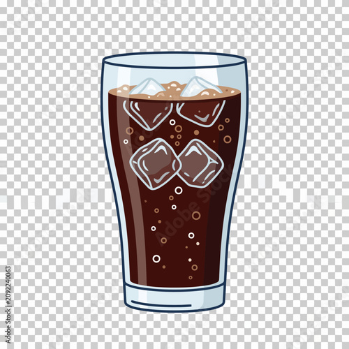 Canvastavla A refreshing glass of dark carbonated soda with ice cubes