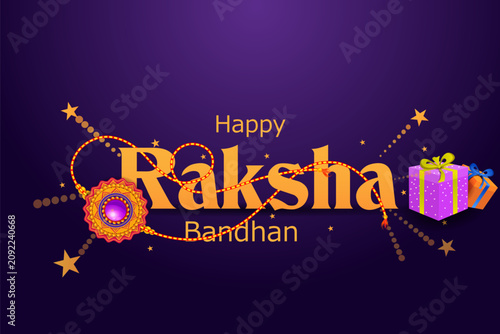 Happy Raksha Bandhan Greeting Card with Traditional Rakhi Vector