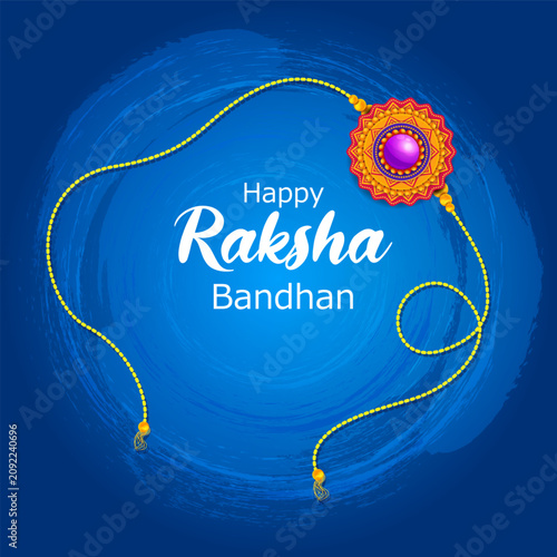 Happy Raksha Bandhan Greeting Card with Traditional Rakhi Vector