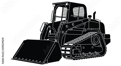 Skid steer loader silhouette against a white background