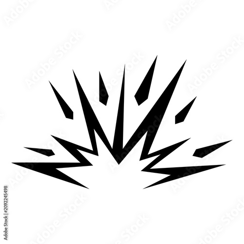 Dynamic comic book style explosion blast icon with sharp spikes and radiating elements for intense action graphic illustration.