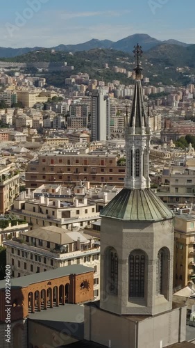 Vertical High Angle Shot Capturing the Dense, Multilayered Urban Topography of Genoa