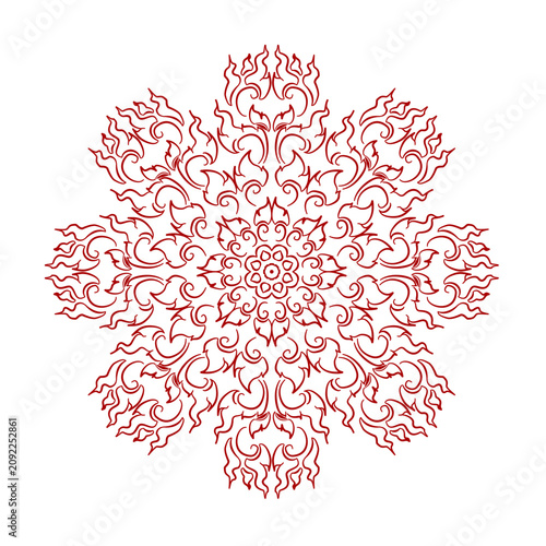 Circular Mandala Thai Line Art Vector