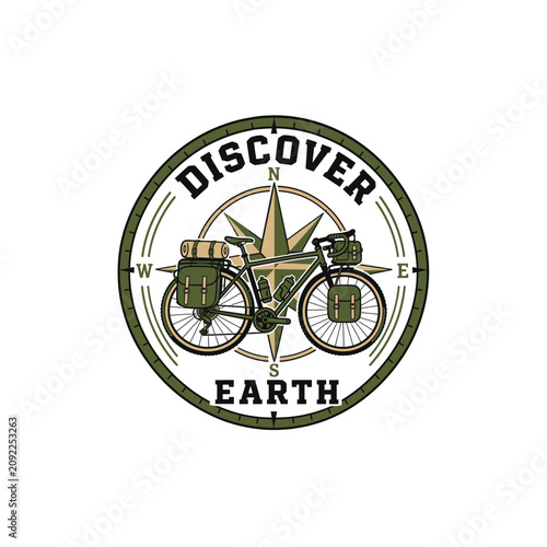 Bicycle Compass Rose Stamp Retro Emblem