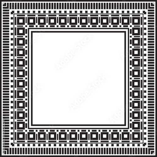 Schilderij op canvas Vector square Assyrian black monochrome ornament