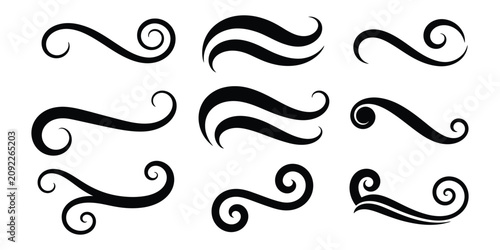 Cuadro en lienzo Calligraphic swoosh tail vectors featuring hand drawn swashes, swoops, underline strokes, and decorative flourishes with clean minimalist graphics for logos, typography, and sports branding