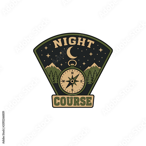 Retro Moon Star Triangle Compass Emblem