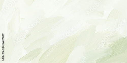 Quadro su tela Abstract delicate watercolor brush strokes in soft pastel green and white hues create a serene and artistic background