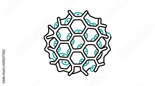 Schilderij op canvas Abstract biological cell structure, science and medical concept, hexagonal patte