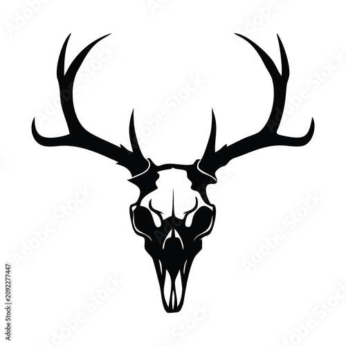 Εκτύπωση καμβά Black and white deer skull with large antlers, a striking symbol of wilderness and hunting