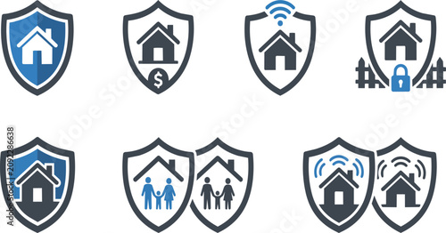 Foto Set of professional flat vector graphic icons depicting various concepts of home