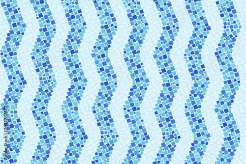 Seamless geometric pattern. Abstract blue background. Striped pattern with a mosaic texture.