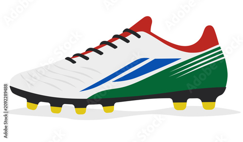 Modern soccer cleats in bright colors a flat illustration with a sports theme.