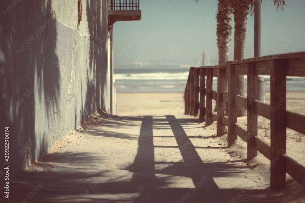 Naklejka premium Serene beachside path view.
