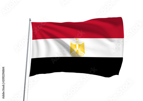 Cuadro en lienzo Egypt national flag waving on a flagpole isolated on a white background