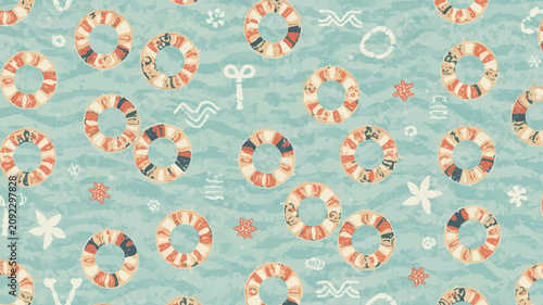 Template vector swim ring pattern fabric motif for summer decor design
