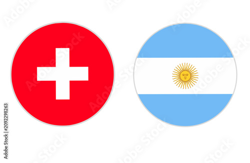 round shape of argentina flag and switzerland flag with transparent background